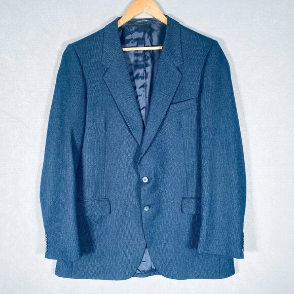 Vintage Yves Saint Laurent Blazer Mens 42R Blue Wool Sport Coat Jacket France - Picture 3 of 14
